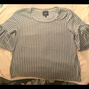 Blue & white vertical striped shirt